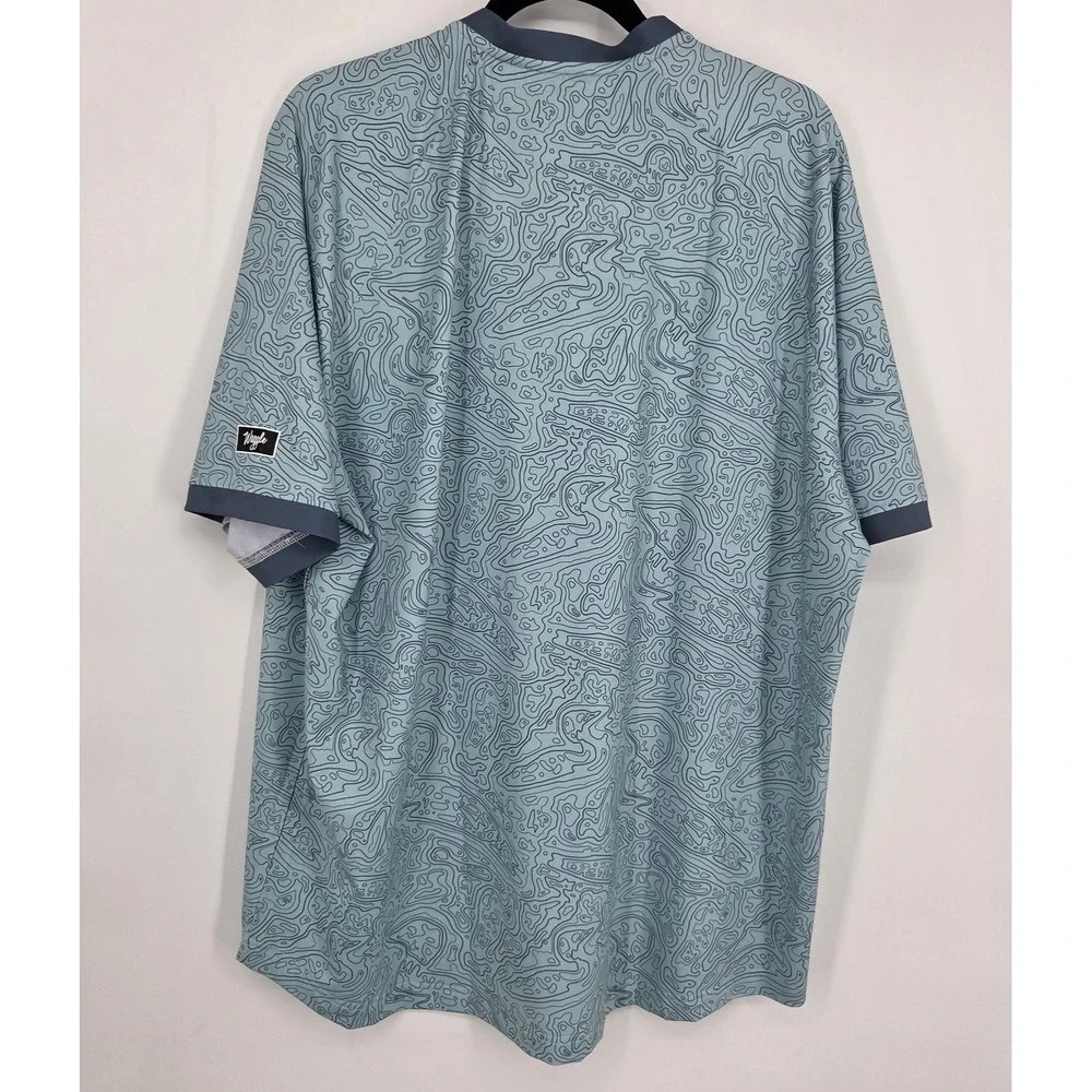 NEW Waggle Golf Polo Men's 2XL Green & Blue Performance Shirt Blade Collar NWT